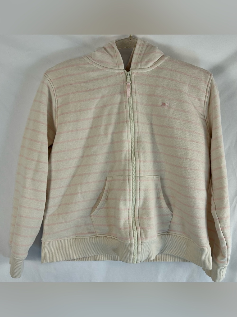 Vineyard Vines Girls L 16 Pink Striped Sherpa Lined Zip Hoodie
